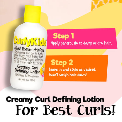 CurlyKids Curl Defining Lotion – Lightweight, Non-Crunchy Curls for Kids (6oz)