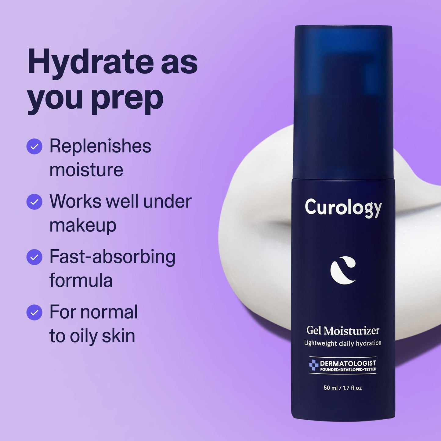 Curology Gel Face Moisturizer | Lightweight Hyaluronic Acid Daily Lotion for All Skin Types | 1.7 fl oz