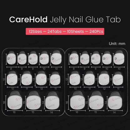 Curvlife CareHold Nail Adhesive Tabs – 0.3mm Ultra Thin, 20 Sheets, 12 Sizes, Waterproof & Gentle Removal