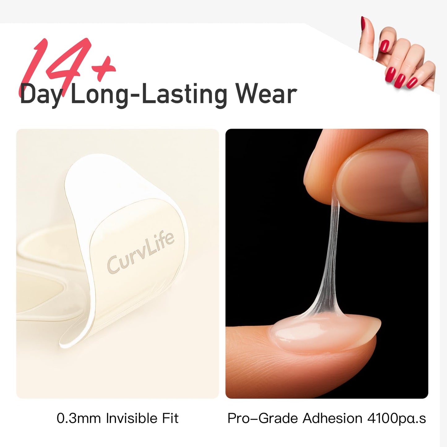 CurvLife CareHold Pro Nail Adhesive Tabs – Extra Wide 0.3mm Ultra Thin, 10 Sheets, 15 Sizes, Clear