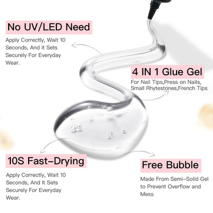 Curvlife 10g Semi-Solid Nail Glue Gel & 20ml Pinpoint Remover Kit for Press-On Nails
