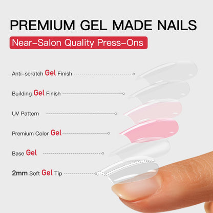 CurvLife Gem Style Soft Gel Press-On Nails Kit – 30 Pcs Full-Cover Tips with Glue & Tabs