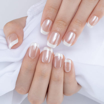 Curvlife Soft Gel Press-On Nails with French Tips | 15 Sizes, Reusable Nail Kit
