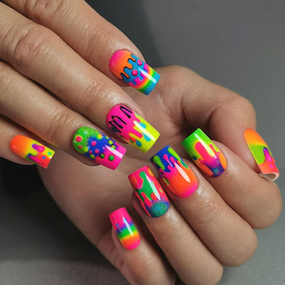 CurvLife Press On Nails Kit – 32-Piece Short Design with Jelly Glue, Easy Application