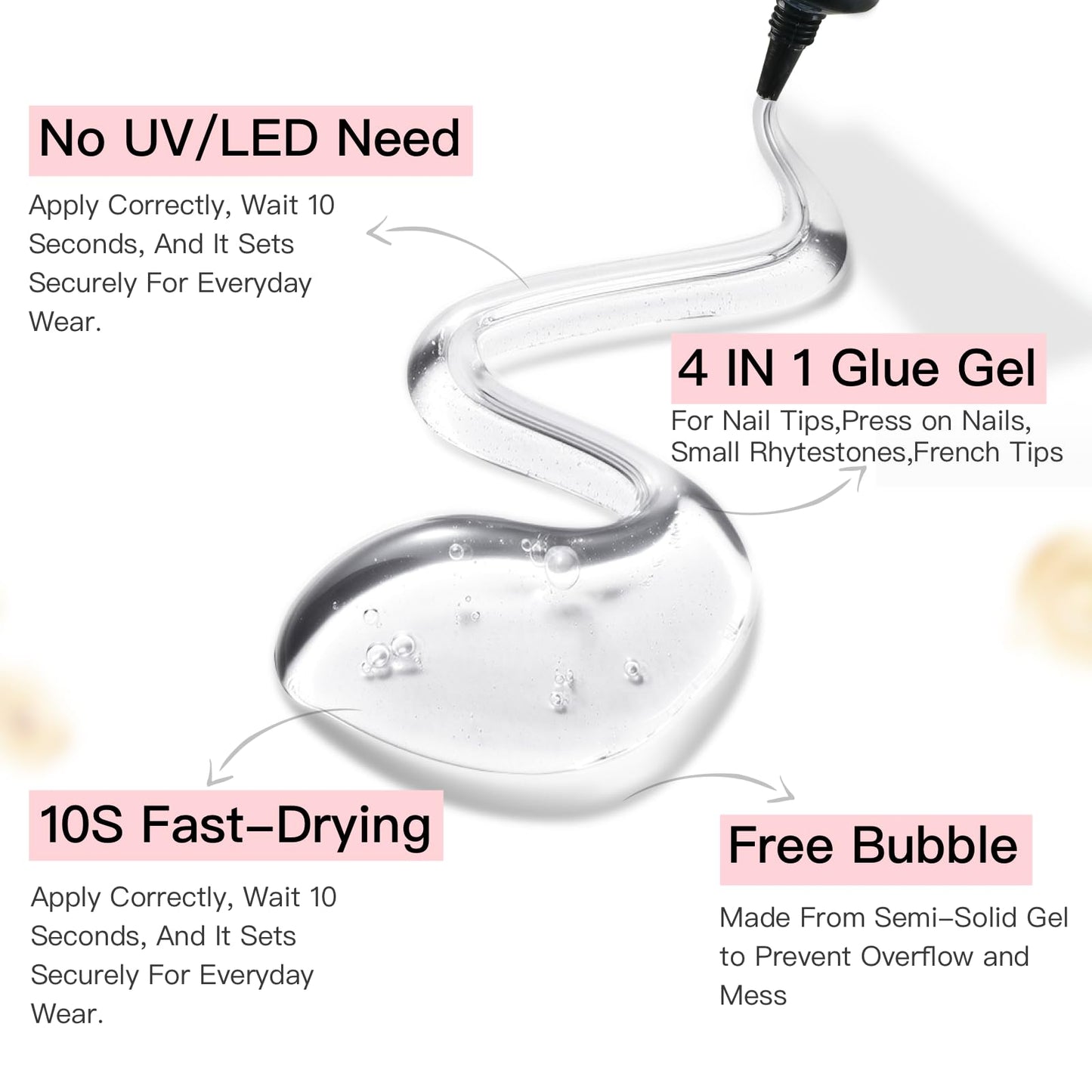 Curvlife 15g Semi-Solid Glue Gel + 20ml Pinpoint Remover Kit – Press-On Nails, Quick Dry, No UV Needed