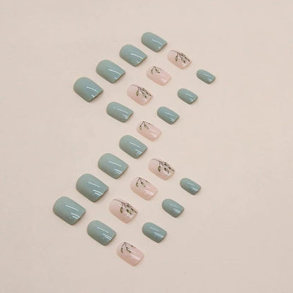 Curvlife Soft Gel Press-On Nails 30pcs – Bamboo Green Full Cover Nails Kit