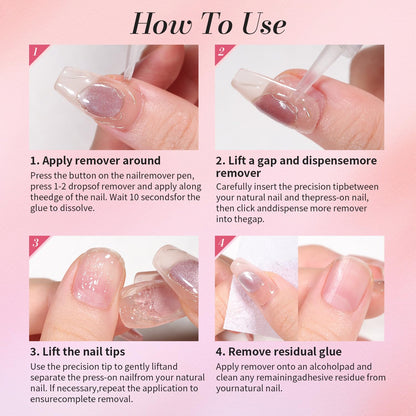 CurvLife 3-in-1 Nail Glue Remover Pen – Acetone-Free, 2x5ml