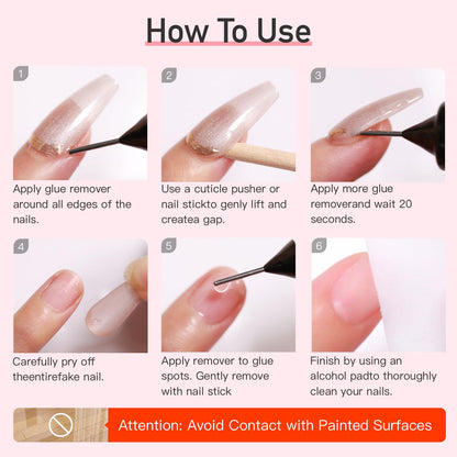 CurvLife Pinpoint Nail Glue Remover – Non-Acetone, 60ml for Press-Ons
