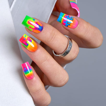 CurvLife Press On Nails Kit – 32-Piece Short Design with Jelly Glue, Easy Application