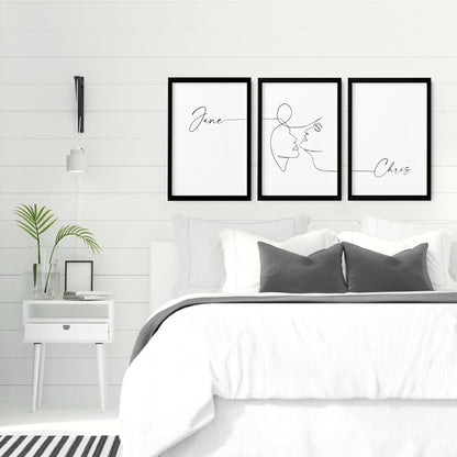 Custom valentines gift | set of 3 wall art prints for Bedroom