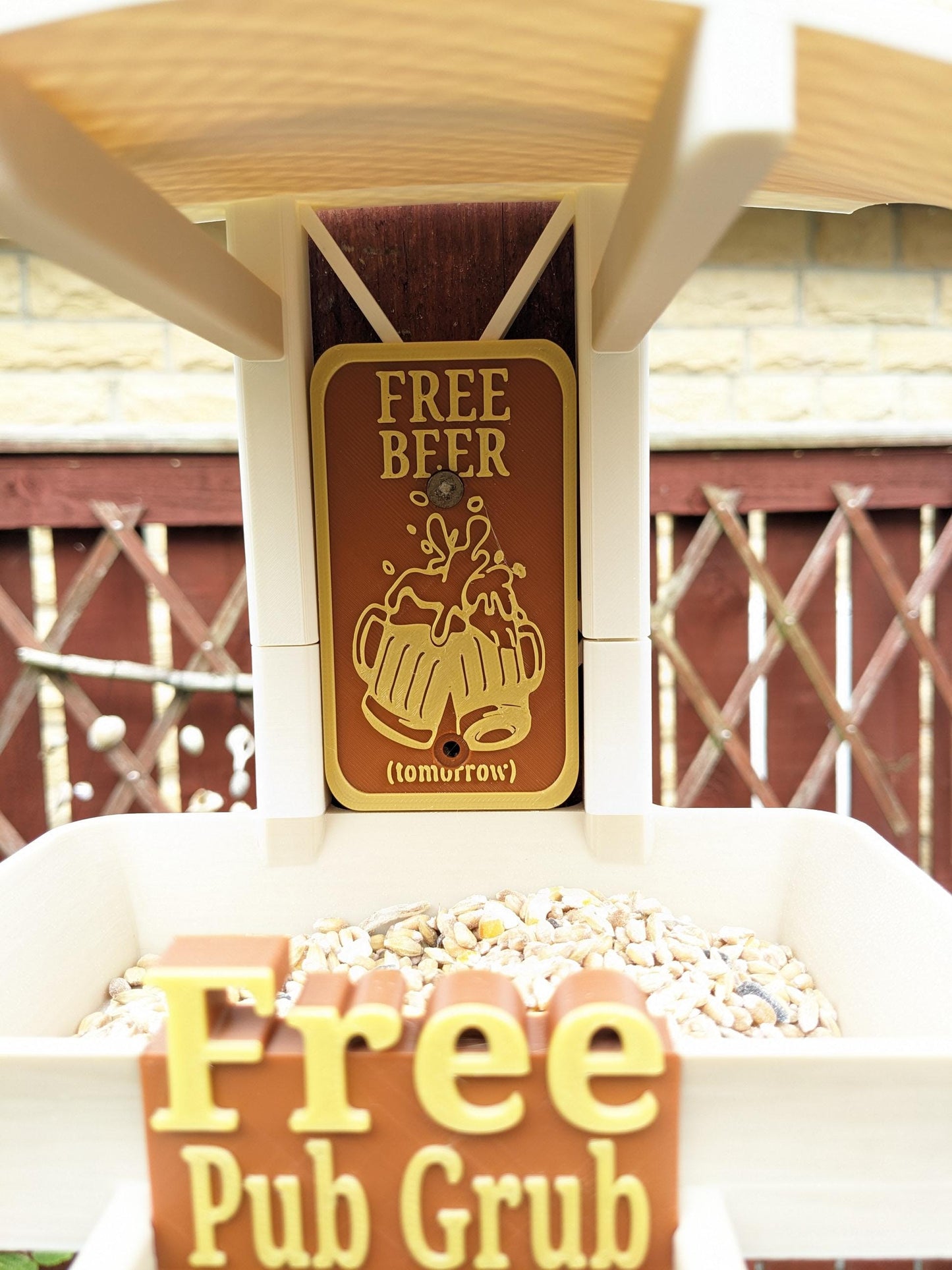 Customisable  Pub Named Garden Bird Feeding Station - seed feeder - quirky outdoor Decor - Wild Bird Food table - sparrow blue tit blackbird