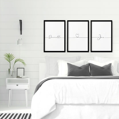 Customized valentines gift | set of 3 Bedroom wall art