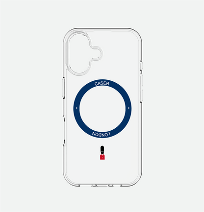 Slim Clear iPhone 16 Pro Case with Royal Blue MagSafe Ring - King's Guard | The Iconic Case
