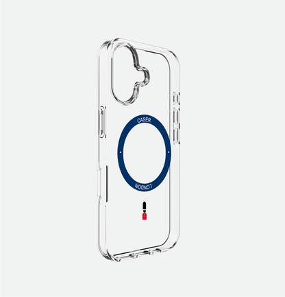 Slim Clear iPhone 16 Pro Case with Royal Blue MagSafe Ring - King's Guard | The Iconic Case