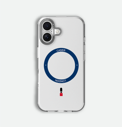 Slim Clear iPhone 16 Pro Max Case with Royal Blue MagSafe Ring - King's Guard | The Iconic Case