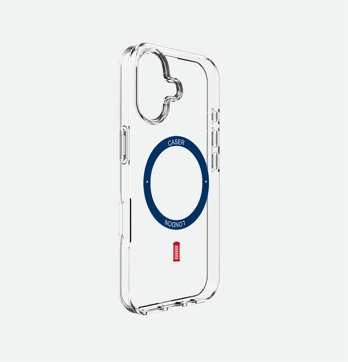Slim Clear iPhone 16 Pro Max Case with Royal Blue MagSafe Ring - Telephone Box | The Iconic Case