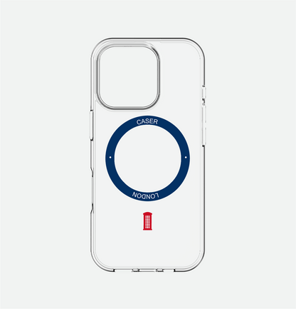 Slim Clear iPhone 16 Case with Royal Blue MagSafe Ring - Telephone Box | The Iconic Case