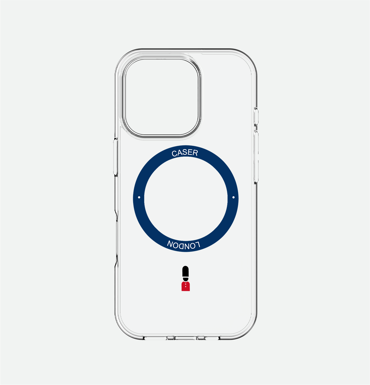 Slim Clear iPhone 16 Pro Max Case with Royal Blue MagSafe Ring - King's Guard | The Iconic Case