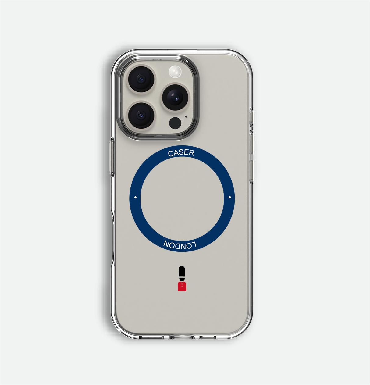 Slim Clear iPhone 16 Pro Max Case with Royal Blue MagSafe Ring - King's Guard | The Iconic Case