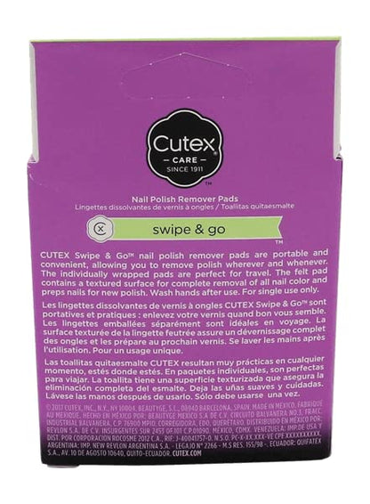 Cutex Swipe and Go Nail Polish Remover Pads (Pack of 4) – Non-Acetone