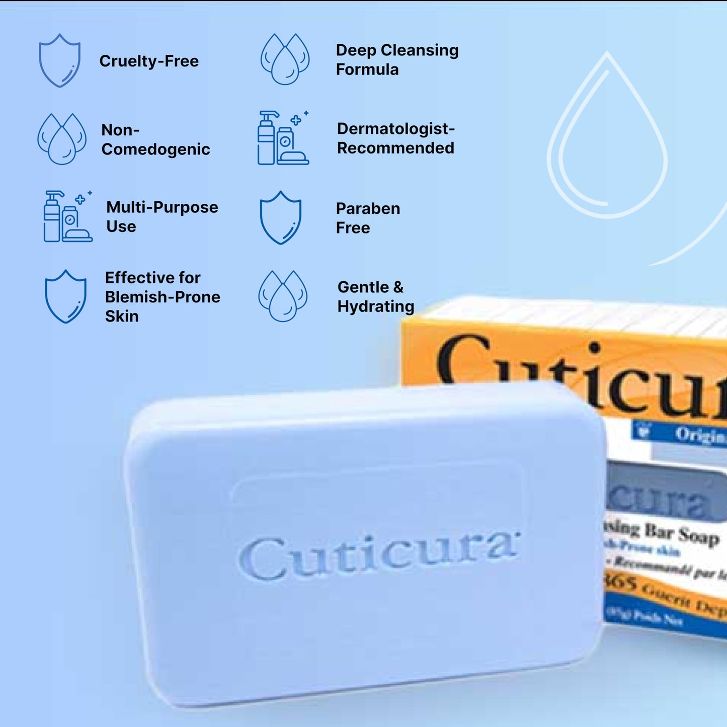 Cuticura Official Deep Cleansing Face & Body Soap – 5.25 oz, Pack of 6