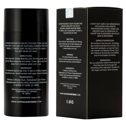 CUVVA Hair Building Fibers (30g) – Instantly Create Fuller, Thicker Hair | 13 Shades for Men & Women – Dark Gray