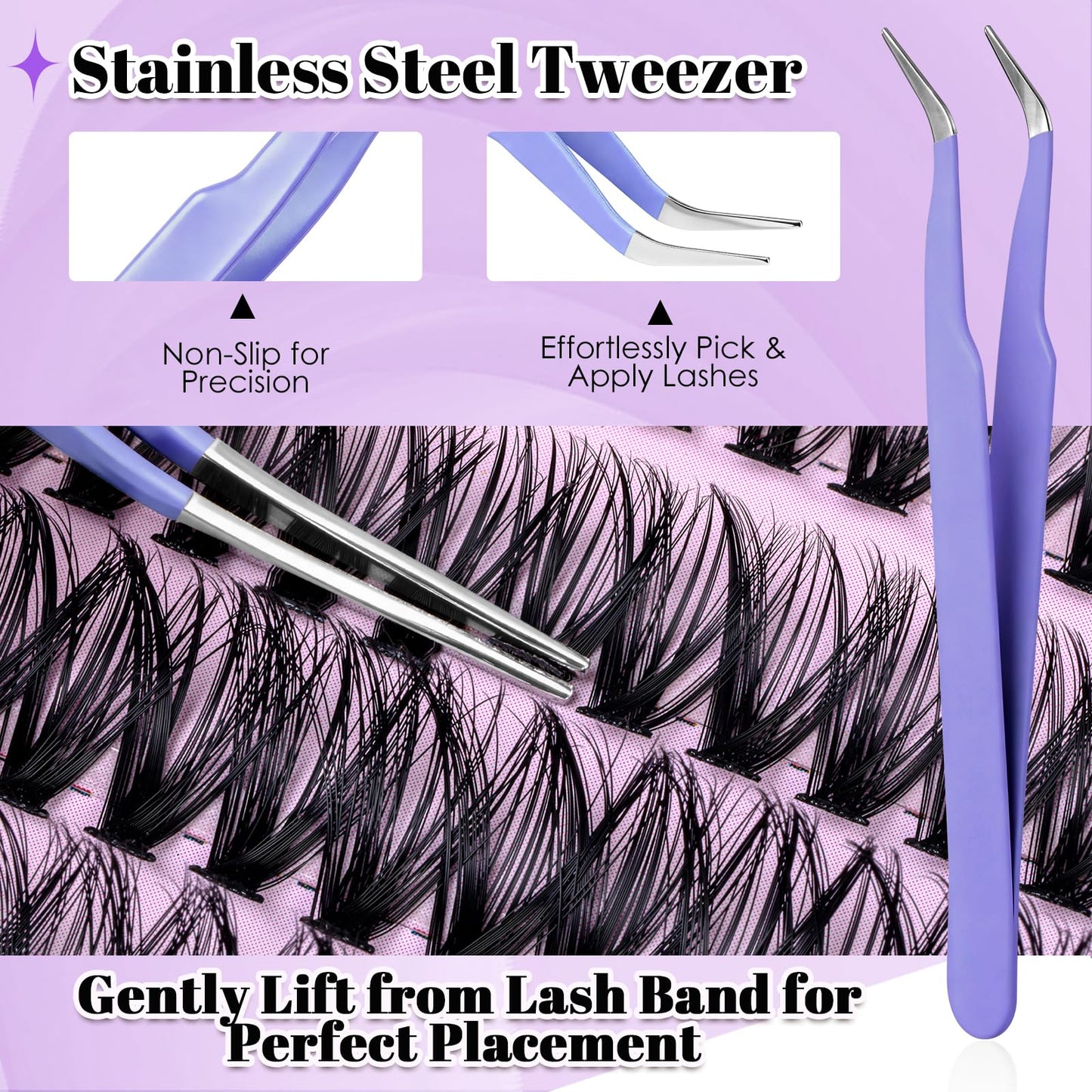 CyanoooGenesis Lash Clusters Kit — 640pcs DIY Eyelash Extensions with Bond & Seal, Tweezers | 30D-60D, 9-16mm