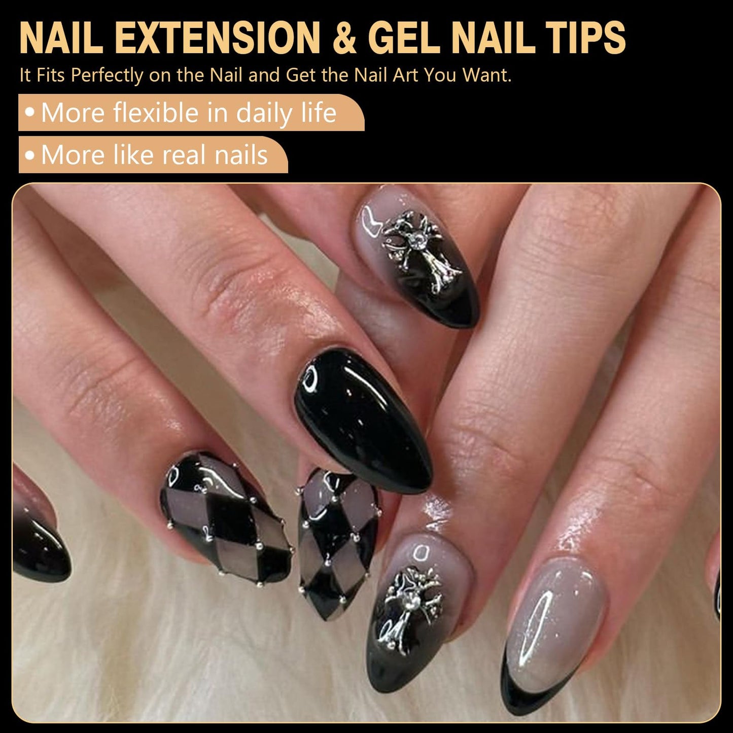 Cycullinyt 600pcs Sculpted Medium Almond Soft Gel Nail Tips – Full Cover, 14 Sizes, DIY Manicure