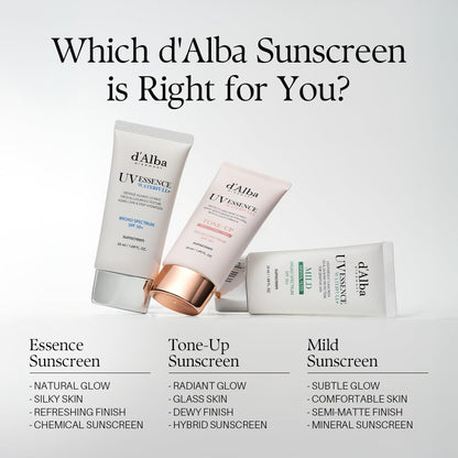 d'alba Piedmont Waterfull Essence Sunscreen SPF 50+ – Vegan, Lightweight, Glowy Finish