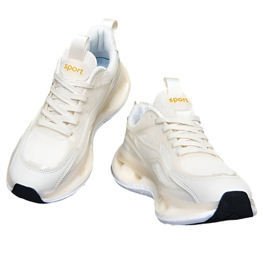 Women’s Pink & White Mesh Sneakers – Lightweight, All-Season Running Shoes with Non-Slip EVA Sole & Soft Fabric Lining