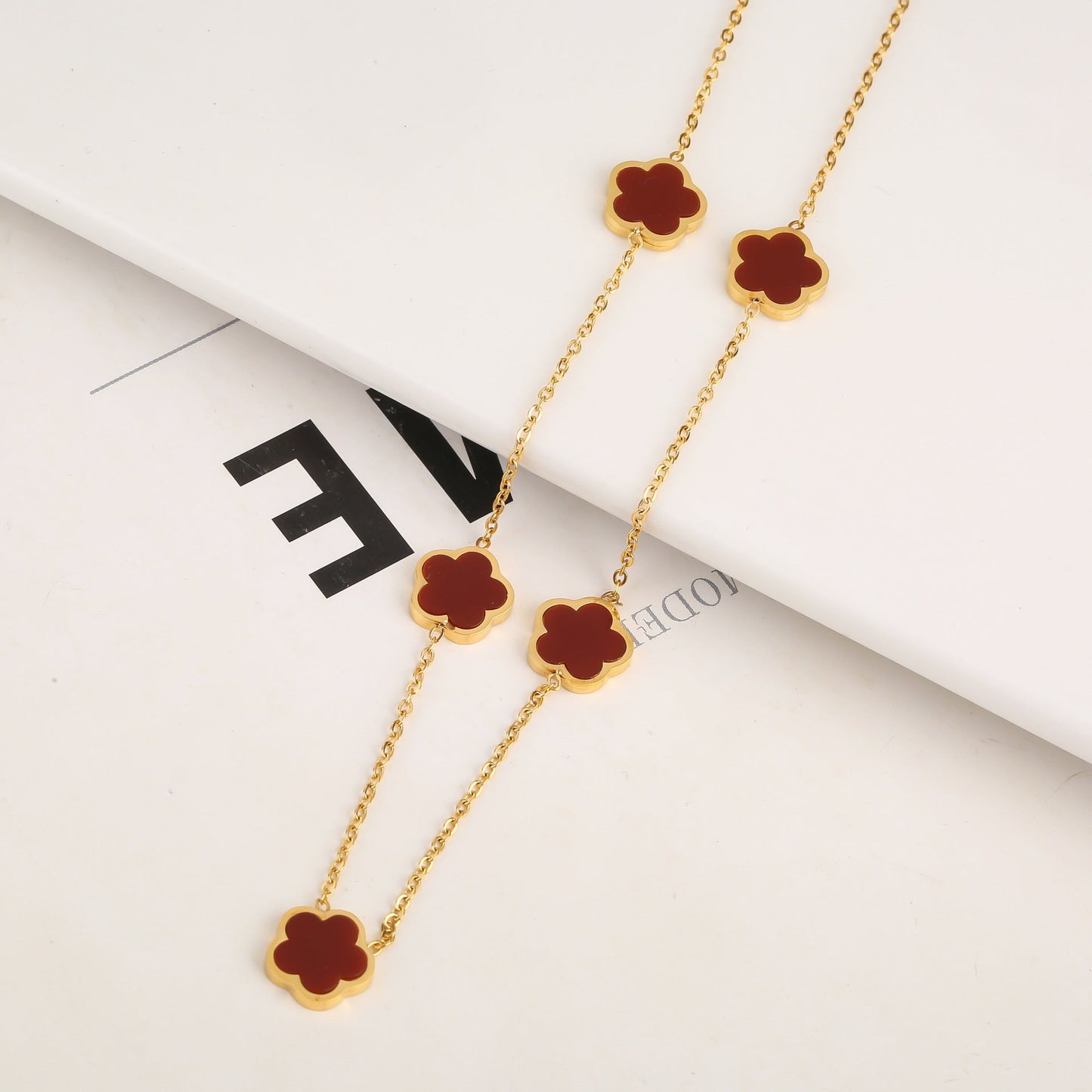 Clover Five Leaf Petals Earring & Necklace Jewellery Sets