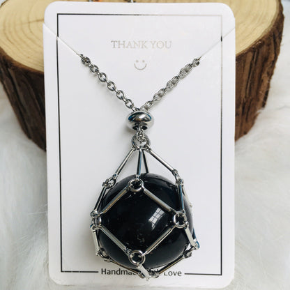 Handmade Natural Crystal Mesh Bamboo Necklace