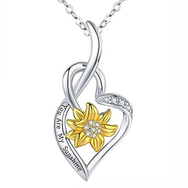 Sunflower Heart-Shaped Pendant