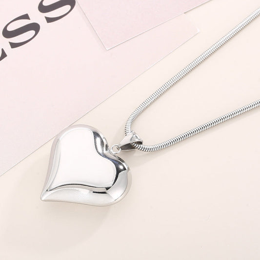 Gold Silver Plain Heart-Shaped Necklace