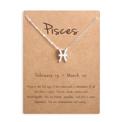 12 Zodiac Sign Constellation Pendant Necklace