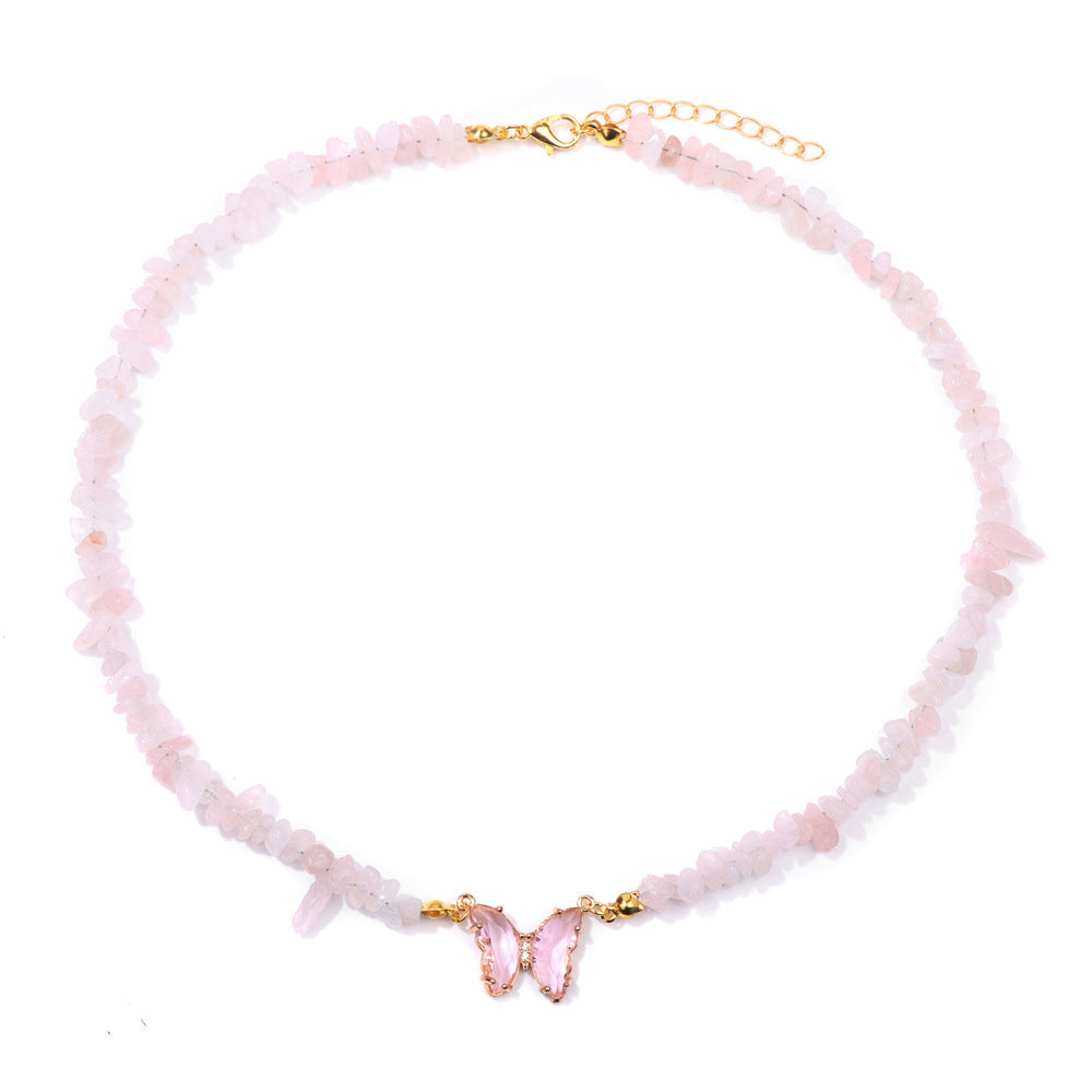 Simple and Versatile Butterfly Natural Stone Necklaces