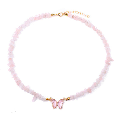 Simple and Versatile Butterfly Natural Stone Necklaces