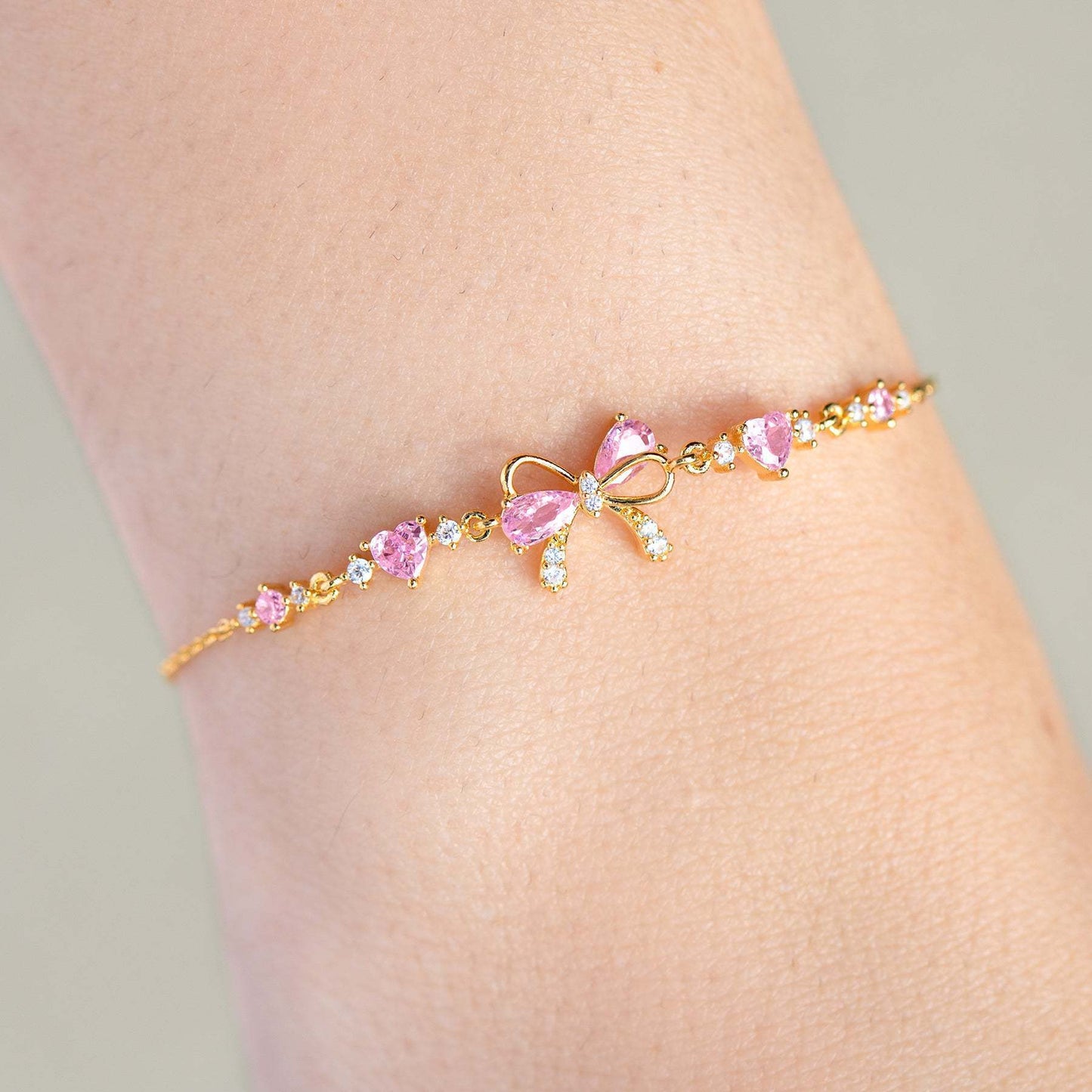 Sweet Bow Heart Rhinestone Bracelets