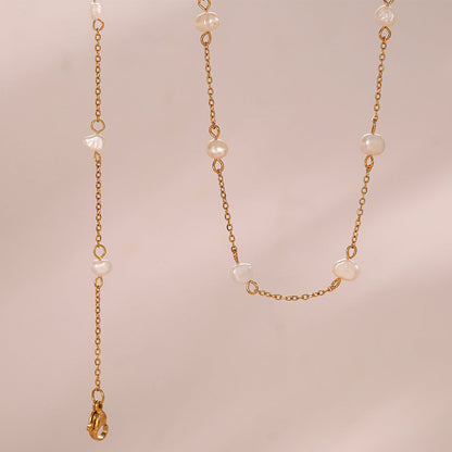 Pearl Gold Chain Bracelet & Necklace