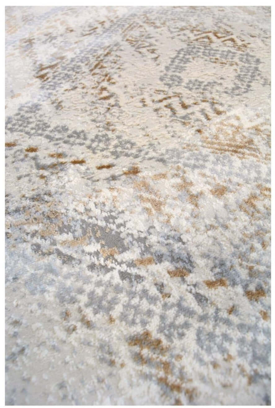 Abstract Vintage Cream/Ochre Rug | D176F