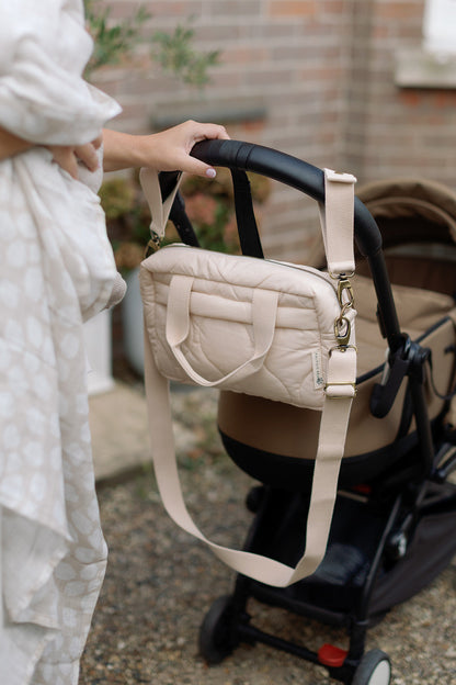 Ralphie Bear Quilted Changing Stroller Bag - Beige/Scallop