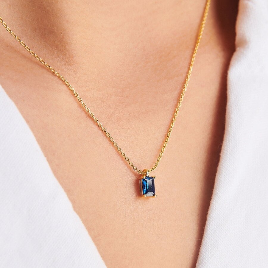 Titanium Steel Birthstone Necklaces