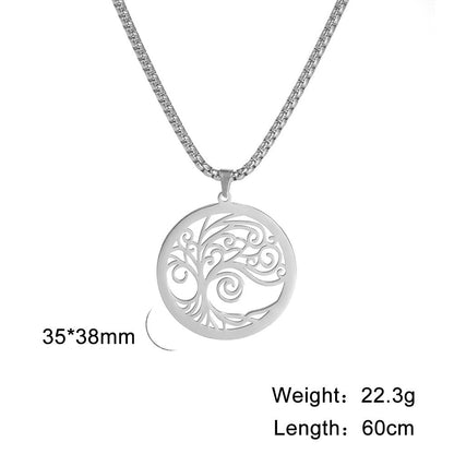 Hollow-out Bristle Tree Pendant Necklace