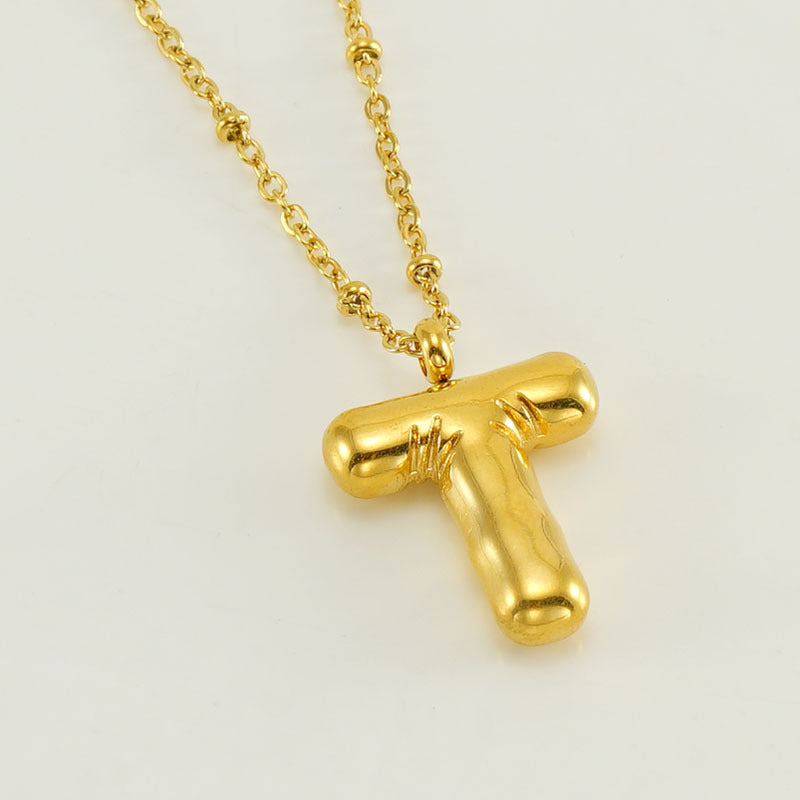 Bubble Letter Pendant Necklace A-Z