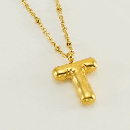 Bubble Letter Pendant Necklace A-Z