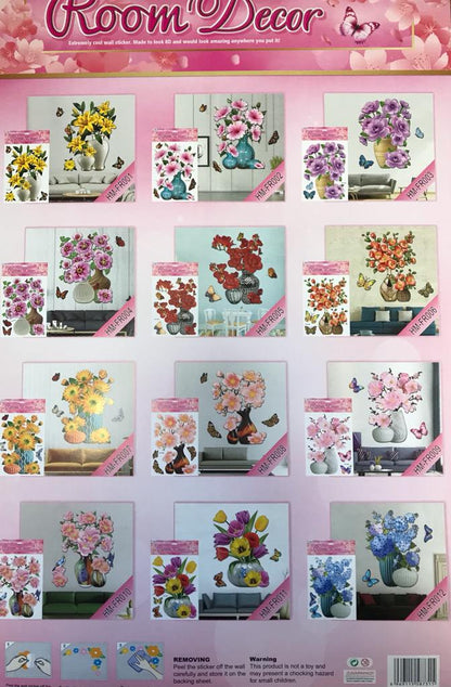 3D Flowers Vase Wall Stickers Elevate Your Space