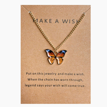 Coloured Butterfly Necklaces, 2Pc & 1Pc