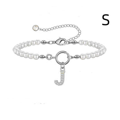 A-Z Letter Pendant Pearl Bracelet