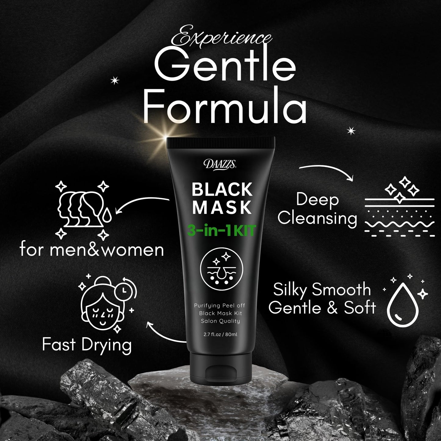 DAAZZS Blackhead Remover Mask – Charcoal Peel-Off Kit for Deep Pore Cleansing & Purifying