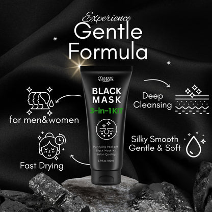 DAAZZS Blackhead Remover Mask – Charcoal Peel-Off Kit for Deep Pore Cleansing & Purifying